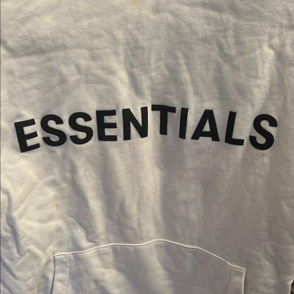 Essentials White Hoodie with Black Lettering - Picture 4 of 4